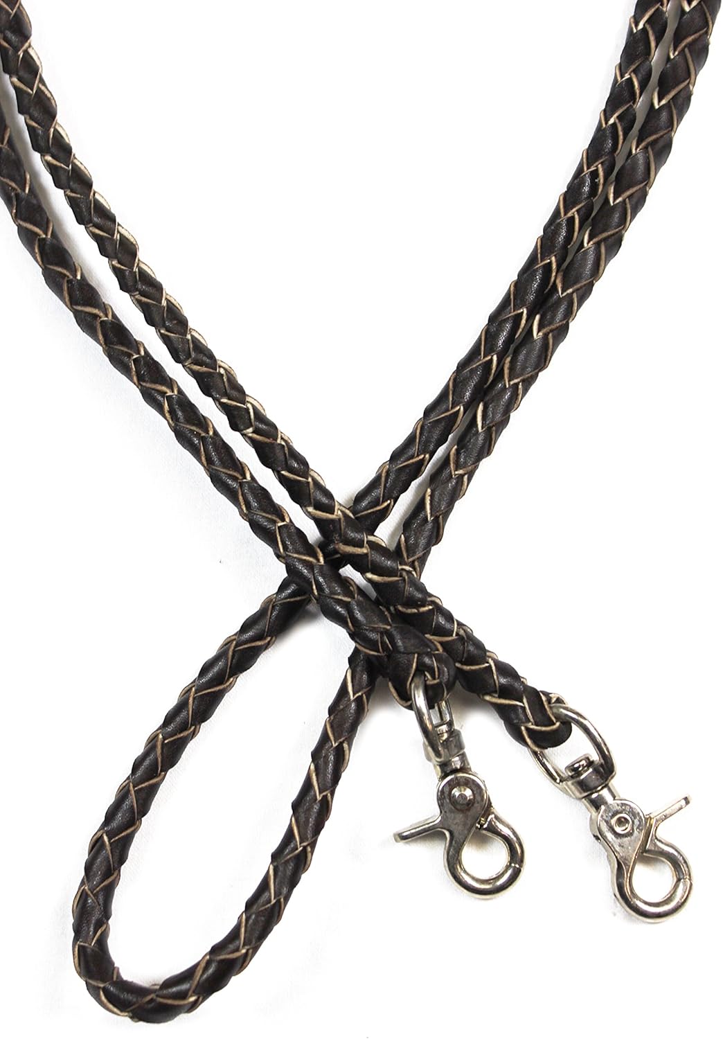 M-Royal Braided Brown Leather Western Roping Reins 4 Plait Snap : Sports & Outdoors