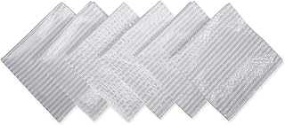 DII Hanukkah Tabletop Decoration Festival of Lights Celebration Décor, Napkin Set, 20x20", Silver Stripe, 6 Piece