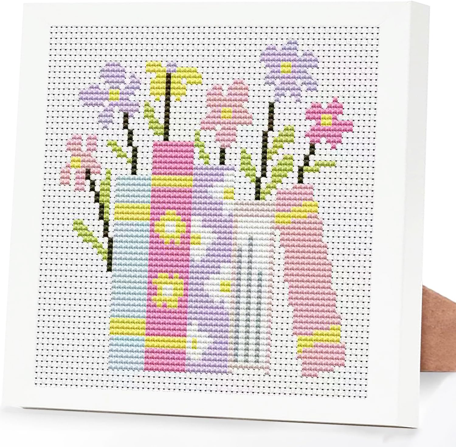 Book Flower Stamped Cross Stitch Kits for Adults Beginners with Frame