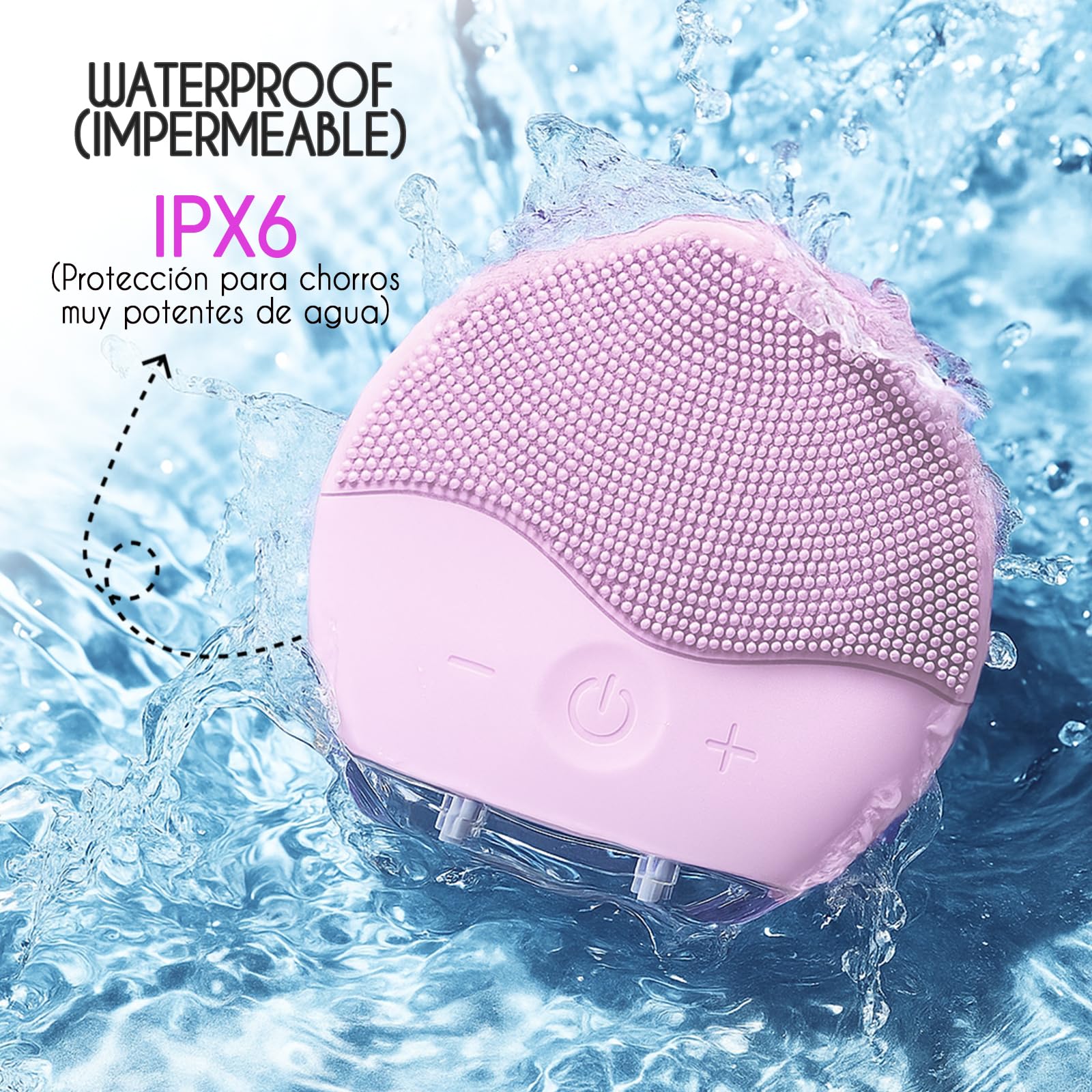 Attitude Cepillo facial limpiador eléctrico recargable de silicona resistente al agua IPX6