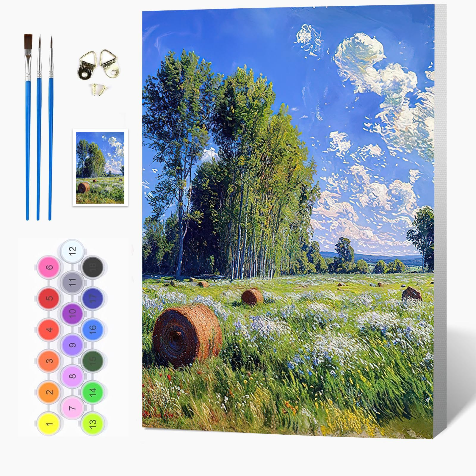 Auremi DIY Landscape Paint by Numbers for Adults Kids-Nature Canvas Oil Painting Kit for Adults,Craft Art Painting with Wooden Frame Kit Acrylic Pigment Drawing Paintwork for Gift Home 20x30cm