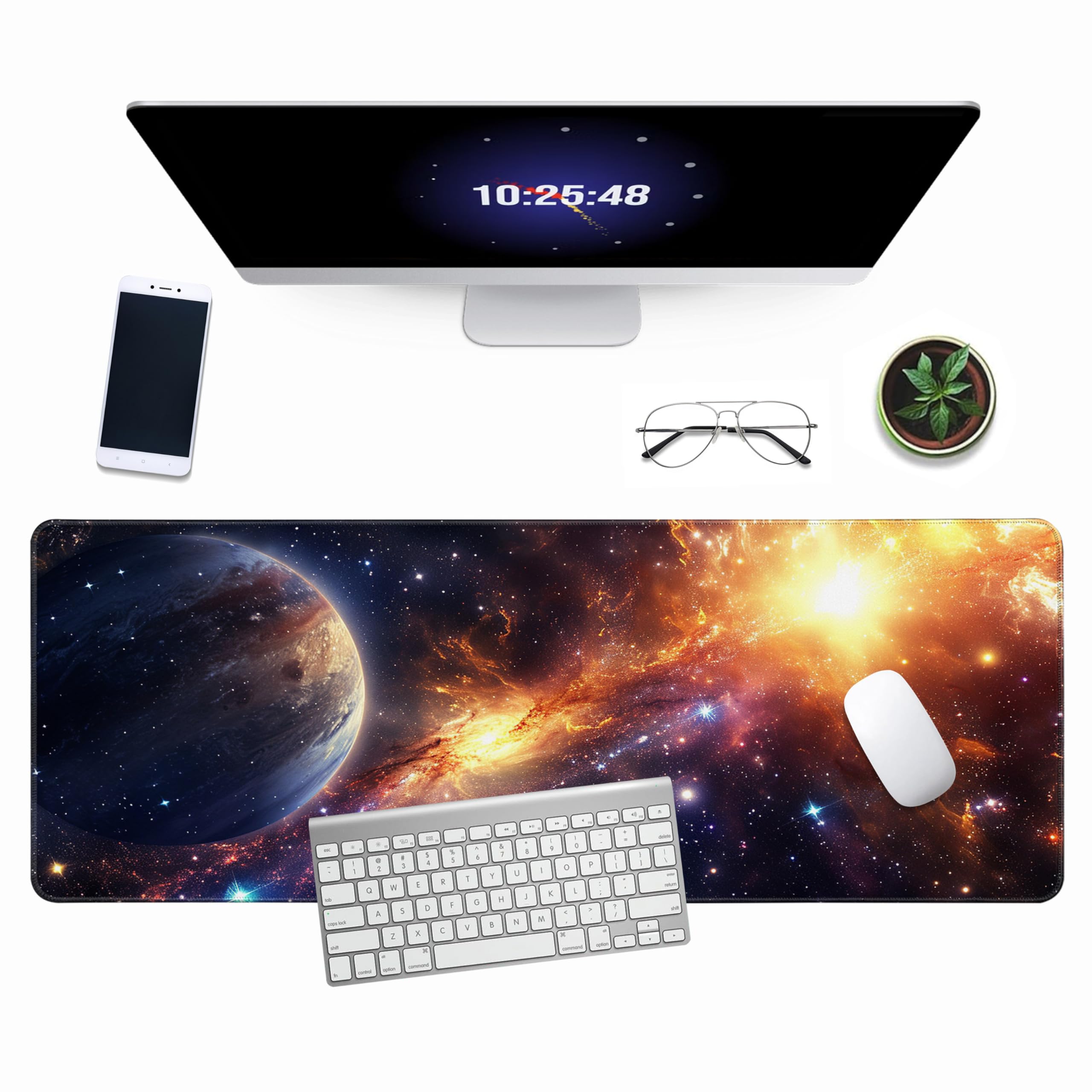 Planet Gaming Mouse Pad, Large Extended Mouse Pad Big Computer Mousepad for Home Office Gaming Work 31.5x11.8inch (Star Star)