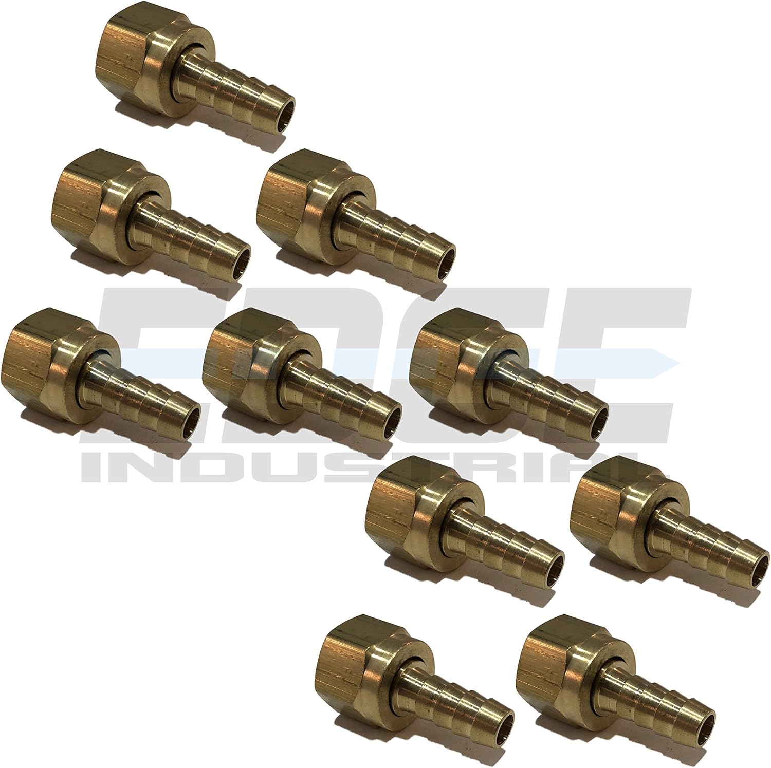 3/8" Hose ID to 1/2" 45° SAE/37° JIC Dual SEAT Female Flare Brass Swivel Connector Fuel/AIR/Water/Oil/Gas/WOG (Qty 05)