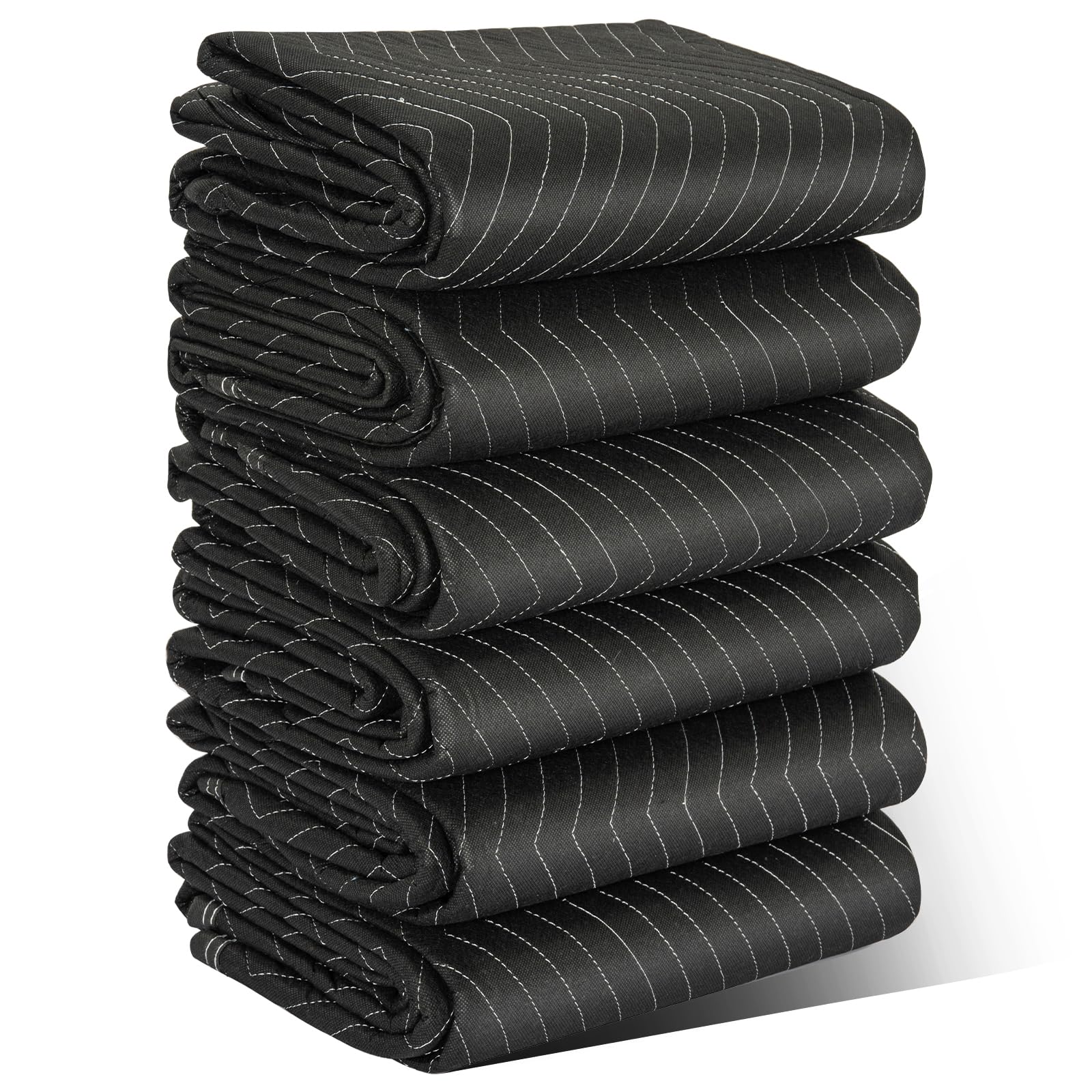 AKOZLIN 72 x 40 pollici, set da 6 pezzi, imbottiti, resistenti e di qualità, quilted Wrapping Furniture Moving Pad per Shipping Supplies Secure Protecting, nero