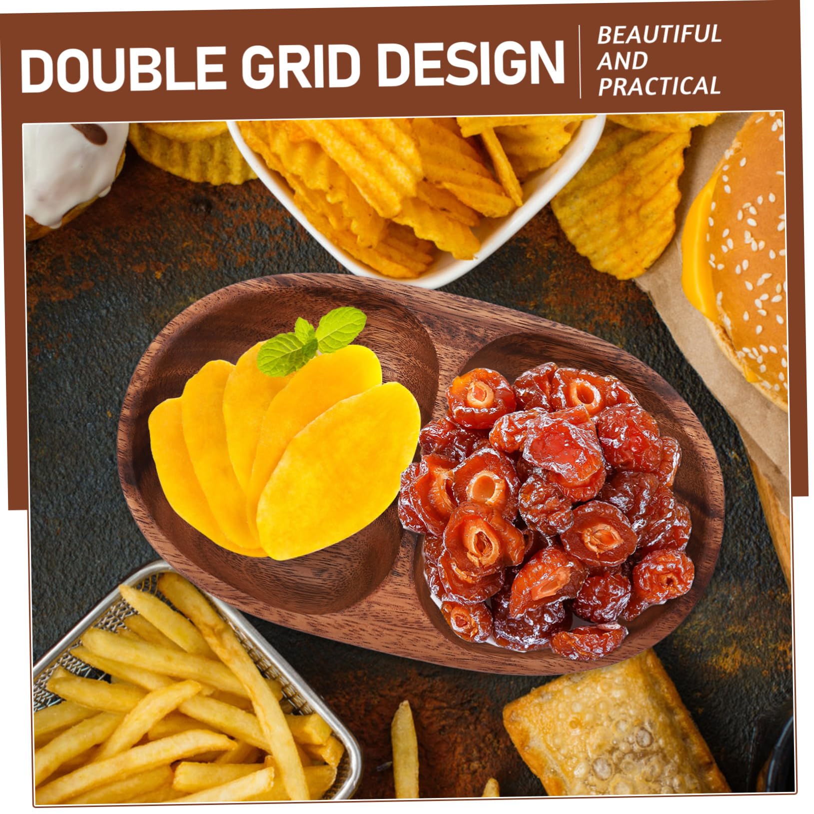 FUNOMOCYA Wooden Tray Decor Fruit Snacks Food Containers Wood Appetizer Bowl Fruit Bowls for Table Centerpiece Wood Fruit Bowl for Kitchen Bowl Tray Snack Plate Walnut Wooden South America