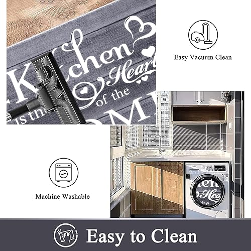 Miniatura 5 de Vaukki Juego de 3 tapetes de cocina bohemios, lavables para piso, tapete de cocina suave antideslizante para cocina, cuarto de servicio y pasillo