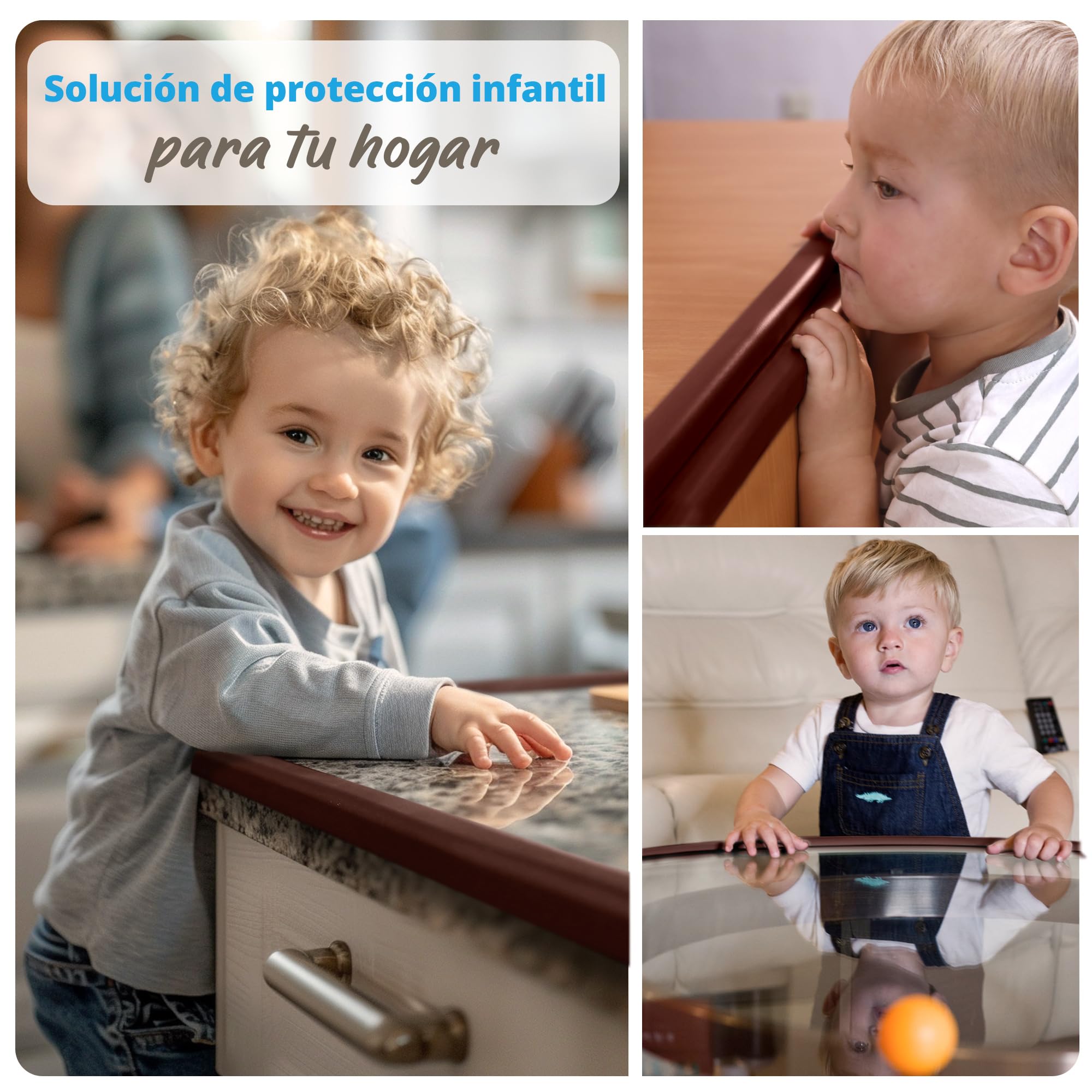Protectores de Bordes para Muebles | Cojín de Espuma Protectora de 4,8 m | Juego de Impermeabilización para Bebés y Niños No tóxico y Seguro para Mesa, Chimenea, Encimera | Marrón
