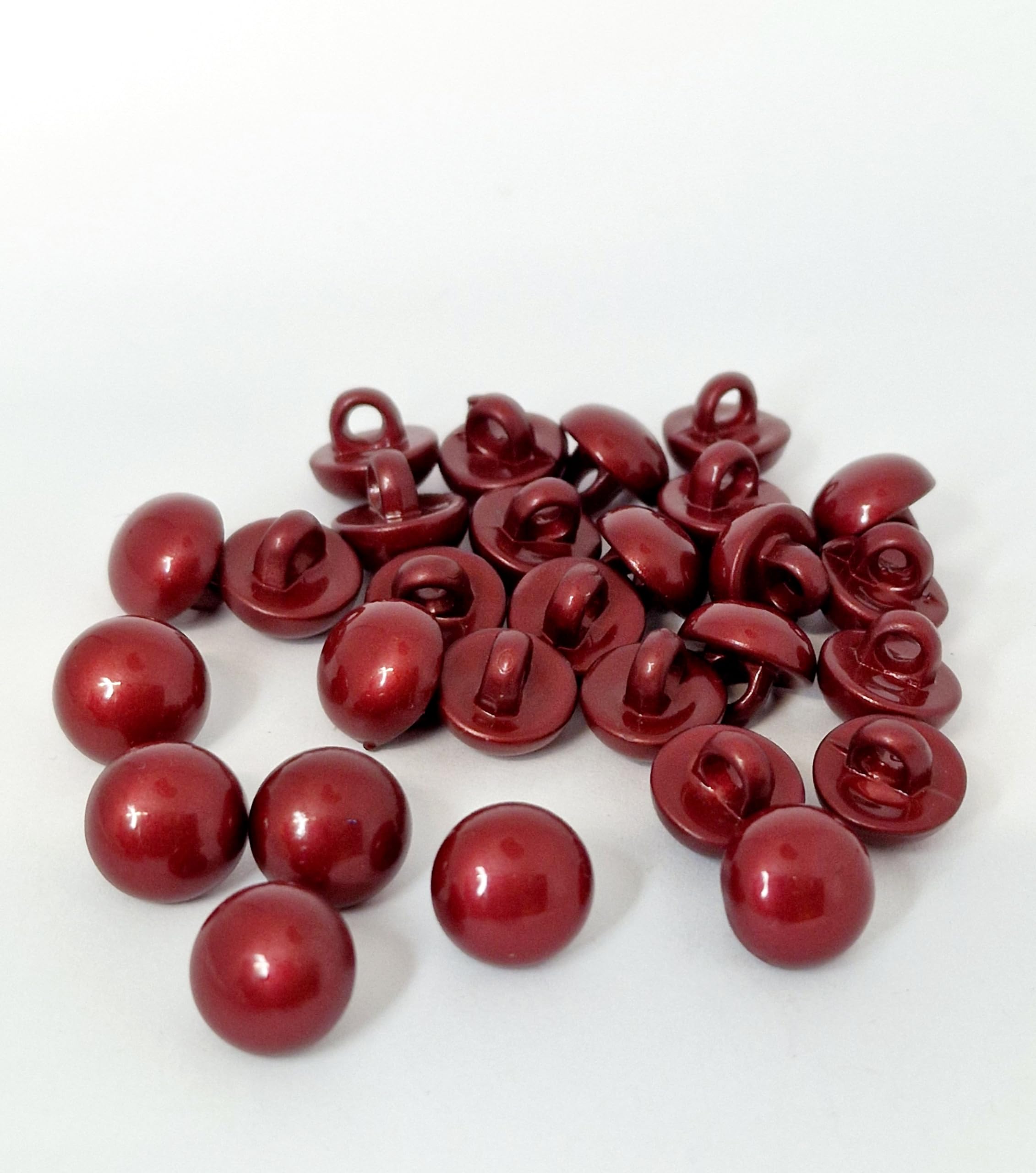 MajorCrafts 24pcs 11mm High-Grade Acrylic Small Round Mushroom Shank Sewing Buttons (Burgundy Red)