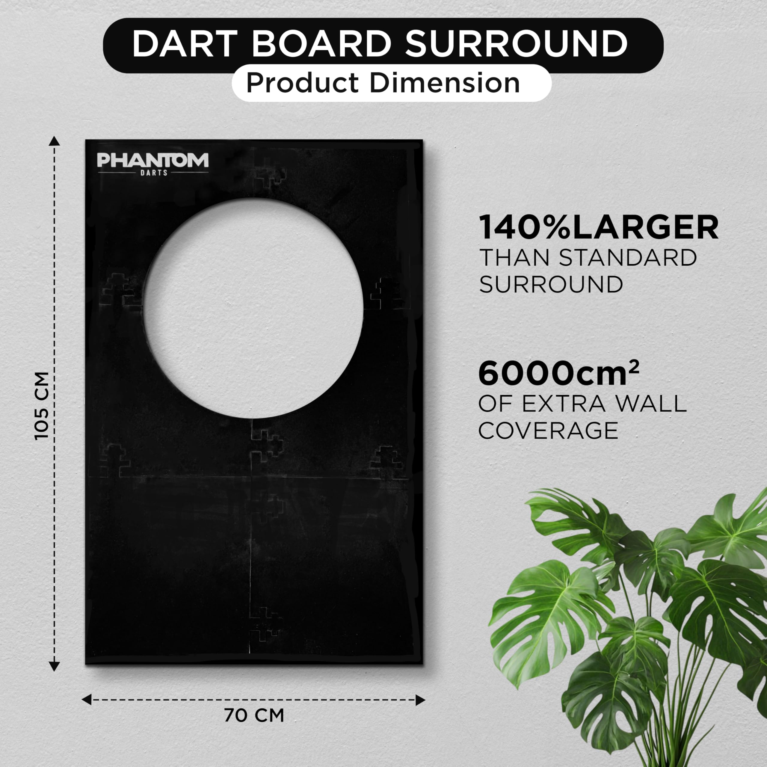 PHANTOM DARTS - Protezione da parete per freccette in schiuma EVA, 6 pezzi, 105 x 70 cm, con rivestimento in feltro per bersagli da 45,1 cm e 45,7 cm, protezione da parete per freccette