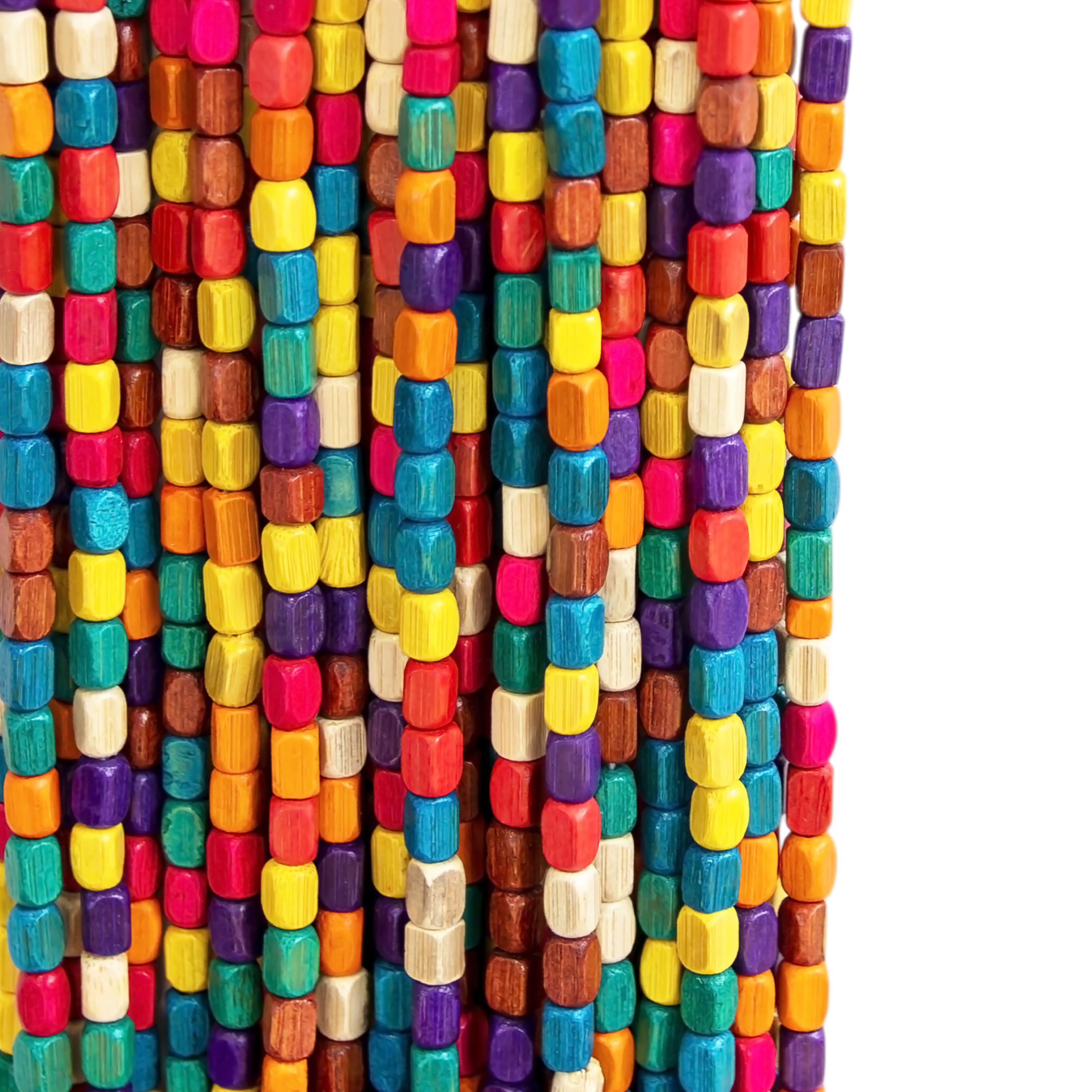 Cortina de cuentas de madera para puerta con 31 hebras, 180 x 90 cm, multicolor, estilo hippie