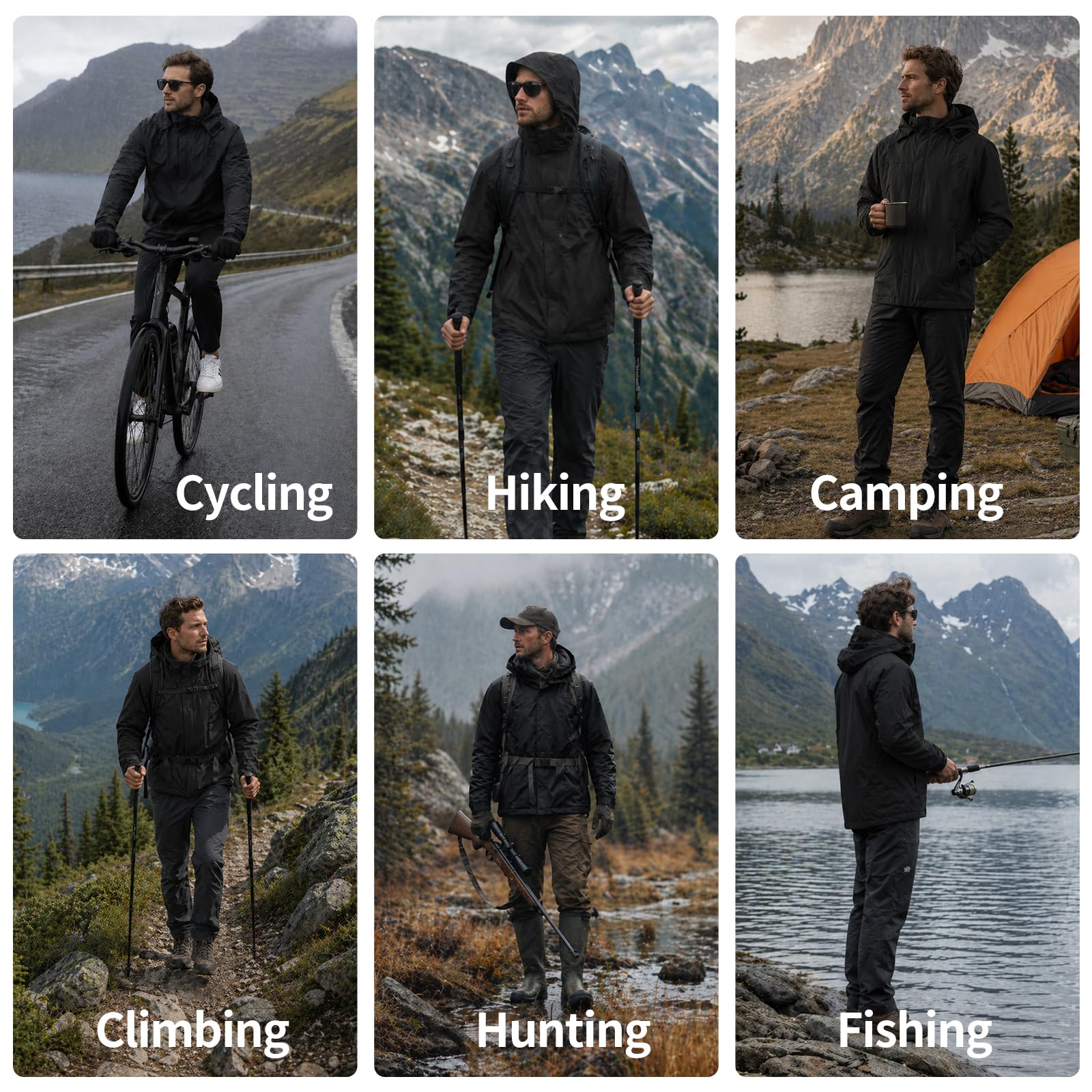 Regenjacke Herren Wasserdicht Atmungsaktiv Regenmantel Herren Wasserdicht Outdoorjacke Windbreaker mit Abnehmbarer Kapuze Leichte Regenjacke Herren für Wandern Reisen