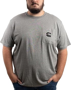 Cummins Mens T-Shirt Short Sleeve Sport Gray Pocket Tee CMN4754 - Large