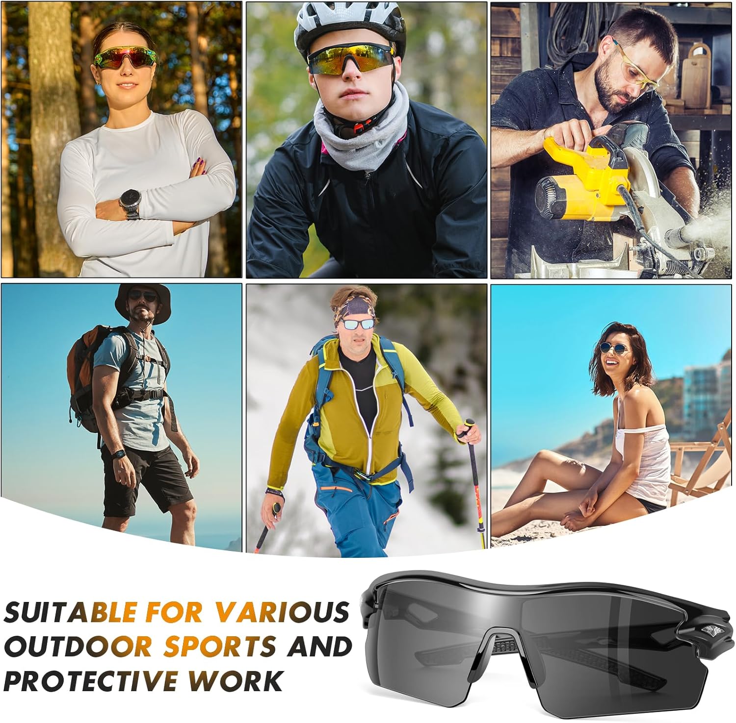 6 Pack Safety Glasses, ANSI Z87.1+UV Protective Eyewear, Impact Resistant Anti-Scratch Safety Goggles for Men Women - Image 7