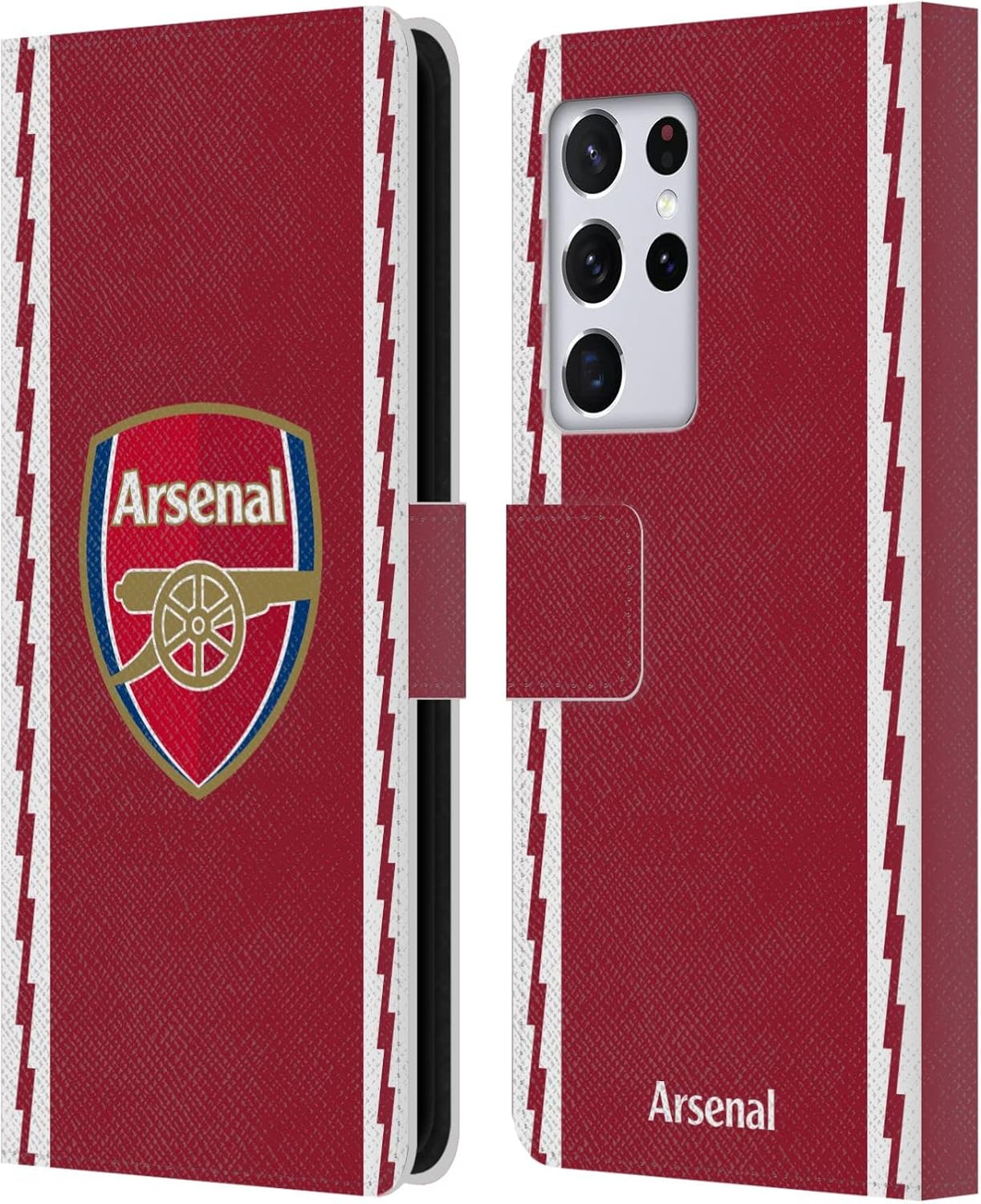 Head Case Designs Officially Licensed Arsenal FC Home 2022/23 Crest Kit Leather Wallet Case Compatible with Samsung Galaxy S21 Ultra 5G