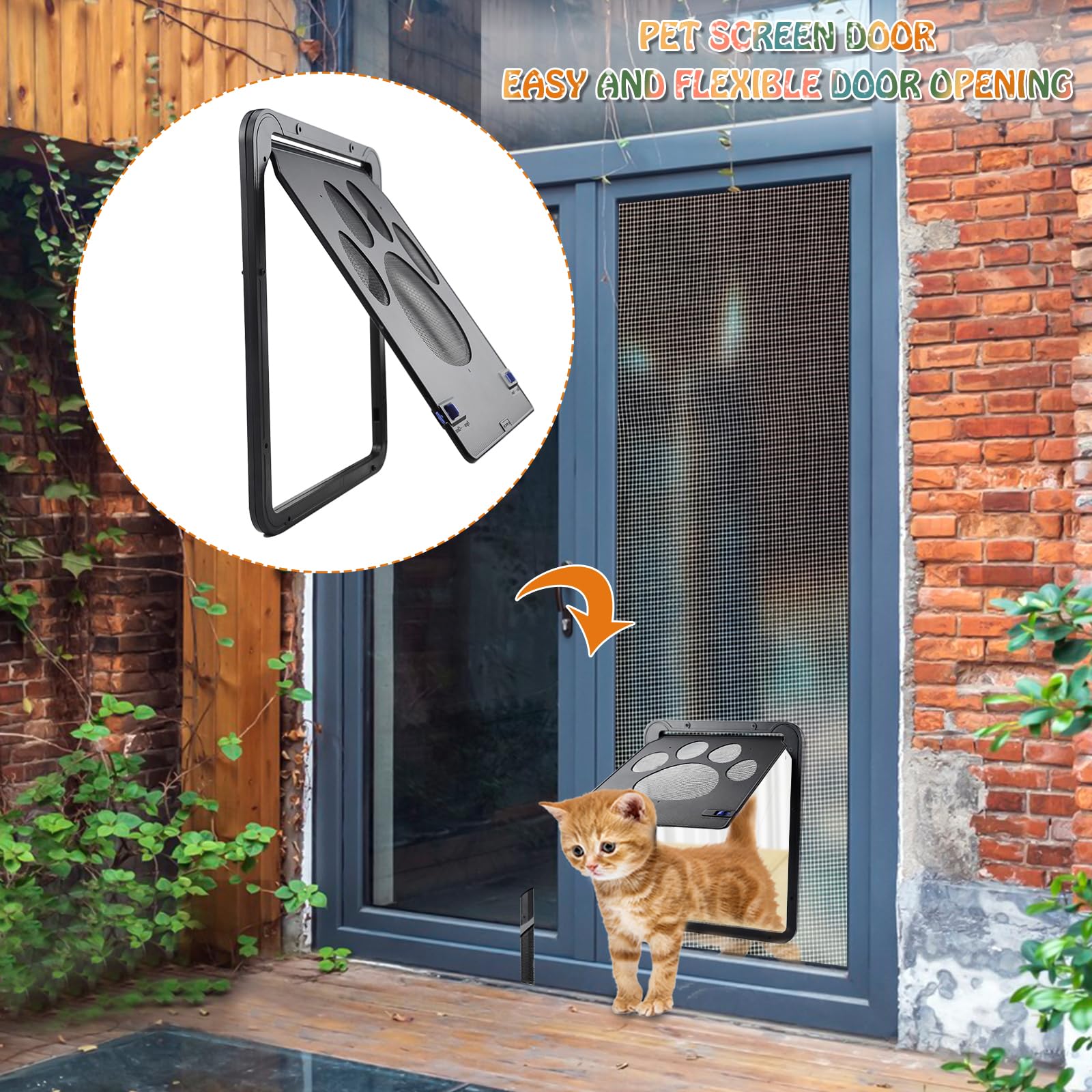 Gattaiola Porta per Gatti Cani Domestici Zanzariera Porticina per Cane Animali 24 x 29 cm Sportello Porte per Gatti Facile da Installare Lackable Porta Schermo Basculante per Gatto Piccolo Cane