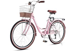 Viribus Women's 7-Speed Adult Cruiser Bike with Basket & Rack