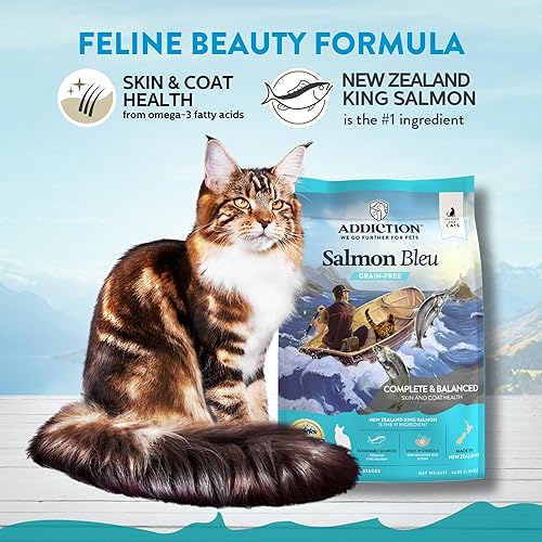 Vista 3 de Addiction Salmon Bleu - Alimento seco para gatos - Dieta completa y equilibrada - Fórmula para gatos para la salud de la piel y el pelaje - Cuenta
