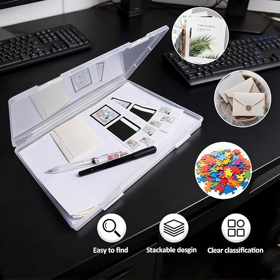 4PCS A4 Document Box, A4 Storage Box, Portable Paper Storage Boxes