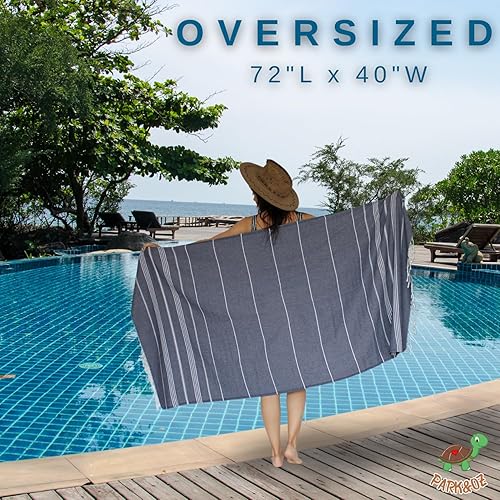 Miniatura 2 de PARK & OZ Paquete de 2 toallas turcas de playa, 100% algodón, de secado rápido, sin arena y ultra absorbentes, 72 x 40 pulgadas, toallas de viaje