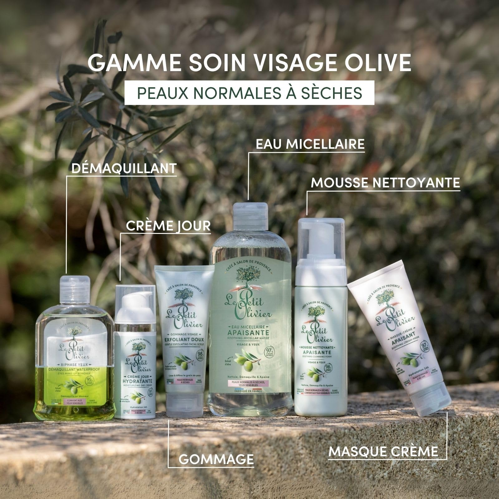 THE PETIT OLIVIER - Peeling do twarzy - Naturalny proszek z pestek oliwkowych - złuszcza i wygładza - normalna skóra sucha - 98% pochodzenia naturalnego - bez siarczanów - Wyprodukowano we Francji -