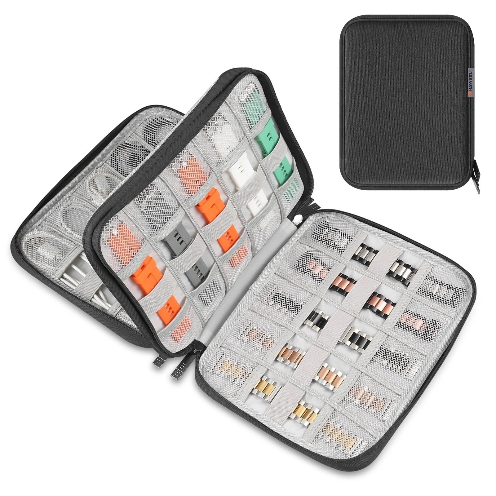 Borsa organizer per cavi, confezione da 2(Black)
