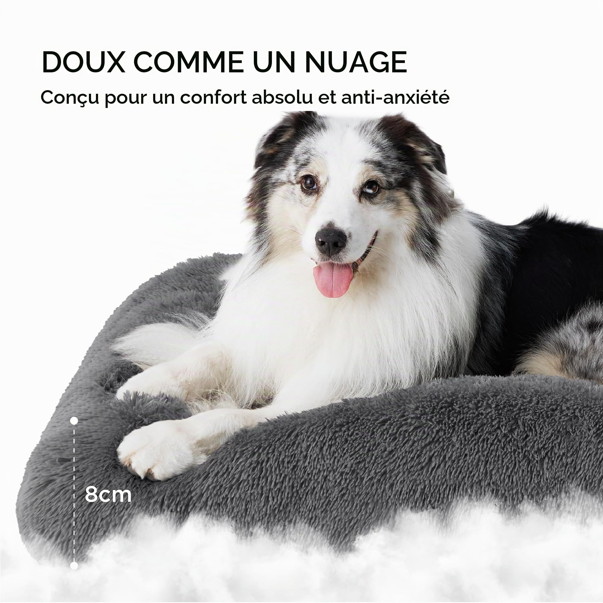 Bedsure XL Matelas Caisse Chien Lavable, Duveteux 104x69cm Gris Foncé | Matelas XL Gris Foncé Anti-Stress À Rembourrage Épais, Fond Anti-Dérapant, Nettoyage Rapide En Machine