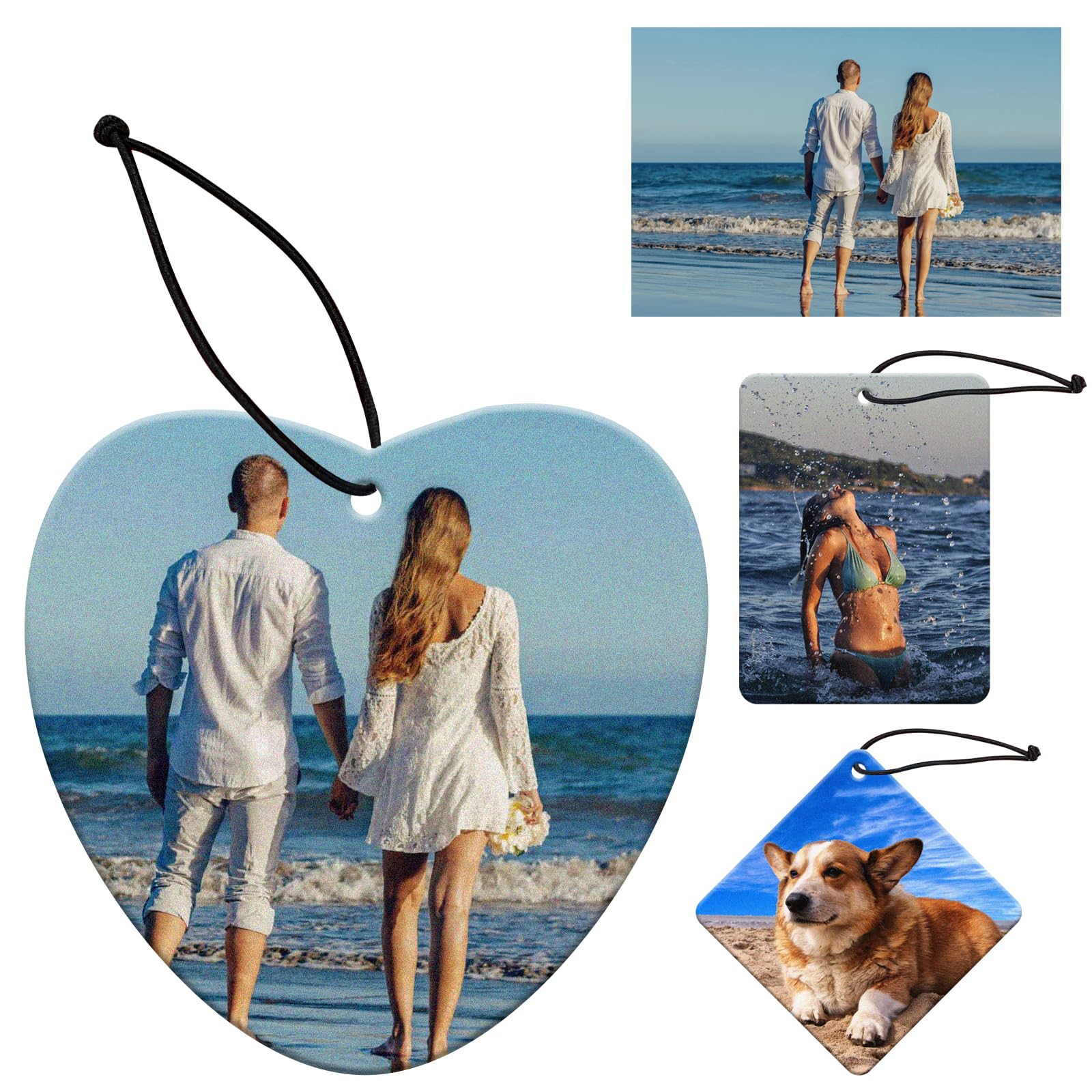 itin Custom Photo Air Freshener for Car, Personalized Hanging Car Accessories Scents Ornament With Picture for Bathroom Decoration (Heart)