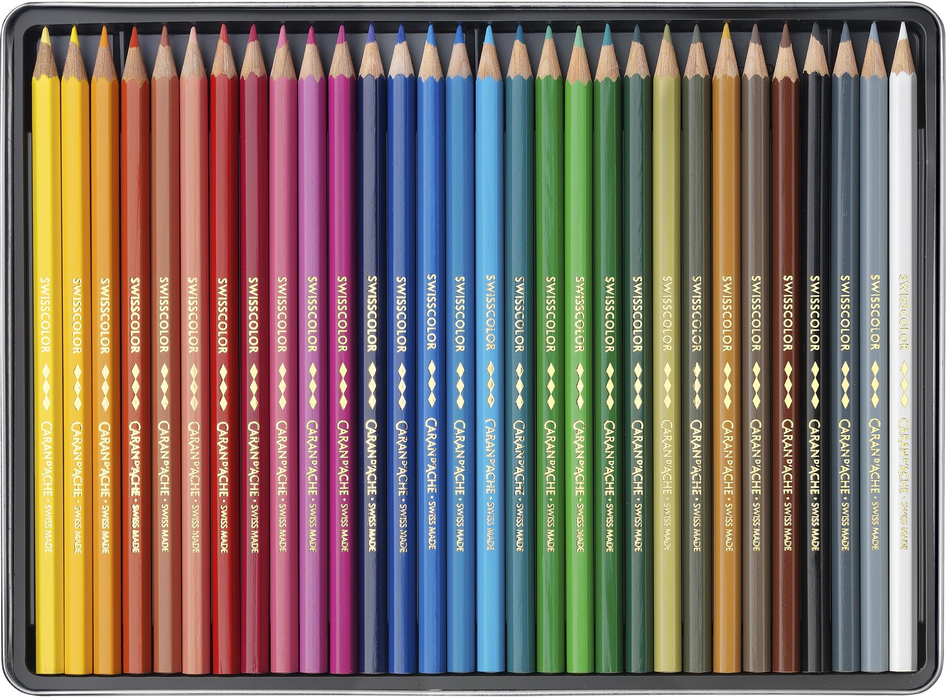 CARAN D ACHE 30 Permanent-Buntstifte und 2 Karten. Swisscolor Selection