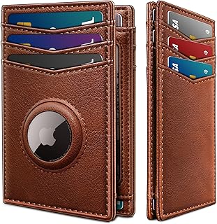 miyozi Airtag Slim Leather Wallet for Men - 12-Card Capacity, Magnetic Closure, Money Clip & Simplified Bill Compartment, RFID Blocking (4.3" x 3.0") | Gift Boxed