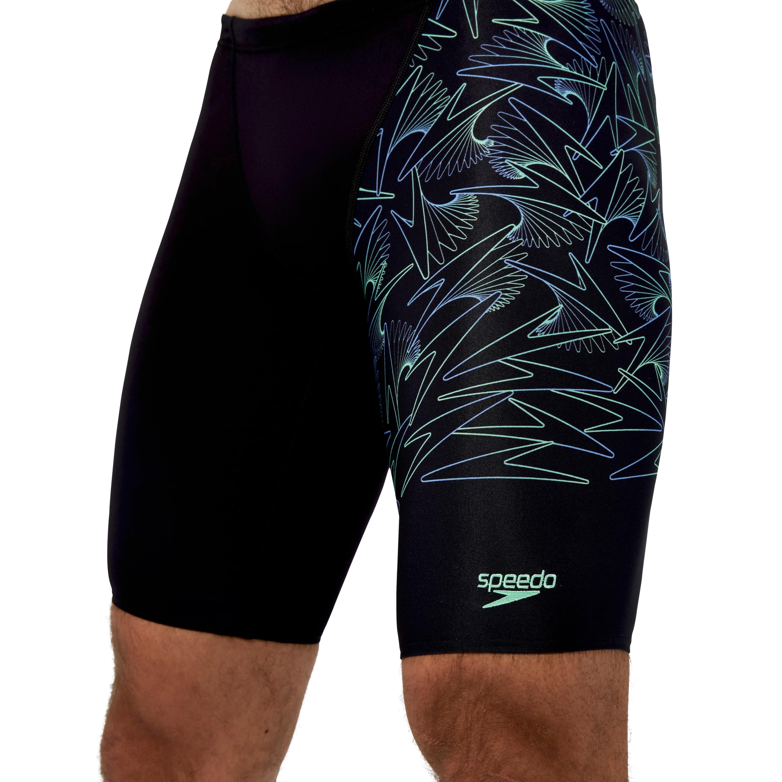 Speedo Hyperboom V-Cut Jammer para Hombre, Black/Alfalfa Green, 36