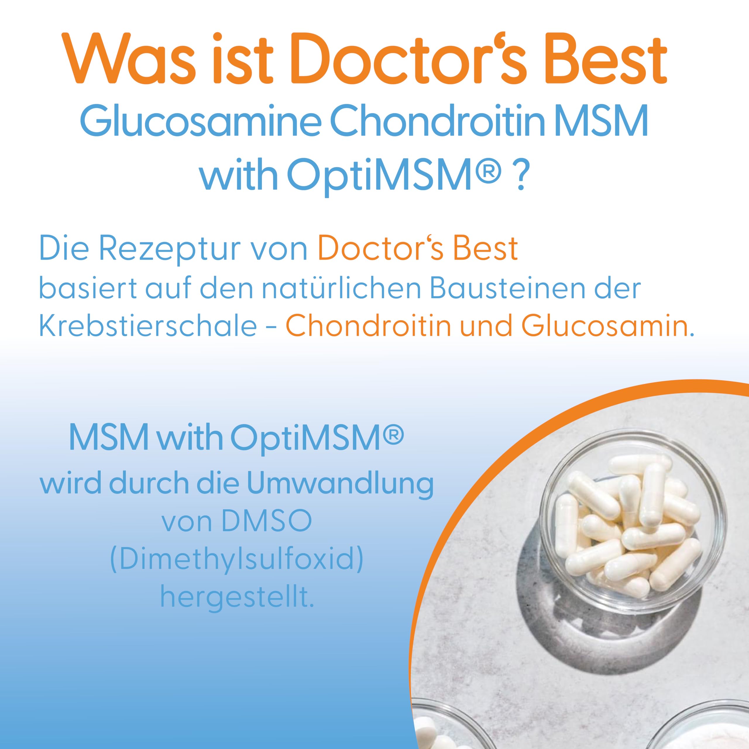 Doctor's Best, Glucosamin-Chondroitin MSM, mit OptiMSM, 120 Kapseln, Laborgeprüft, Sojafrei, Glutenfrei, Ohne Gentechnik
