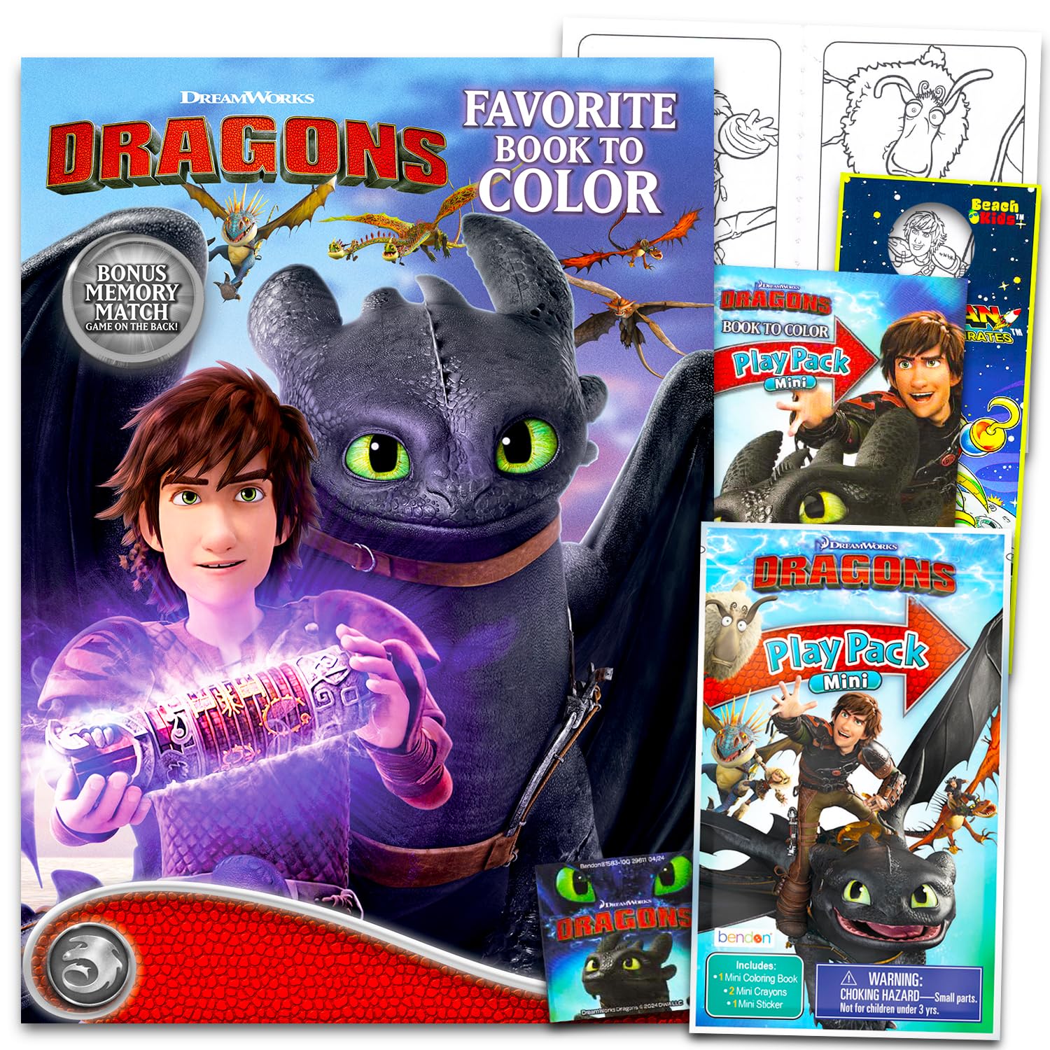 How to Train Your Dragon Coloring and Activity Book for Kids - Bundle with Coloring Pages and Matching Game Plus Play Pack, More | How to Train Your Dragon Activity Set for Girls