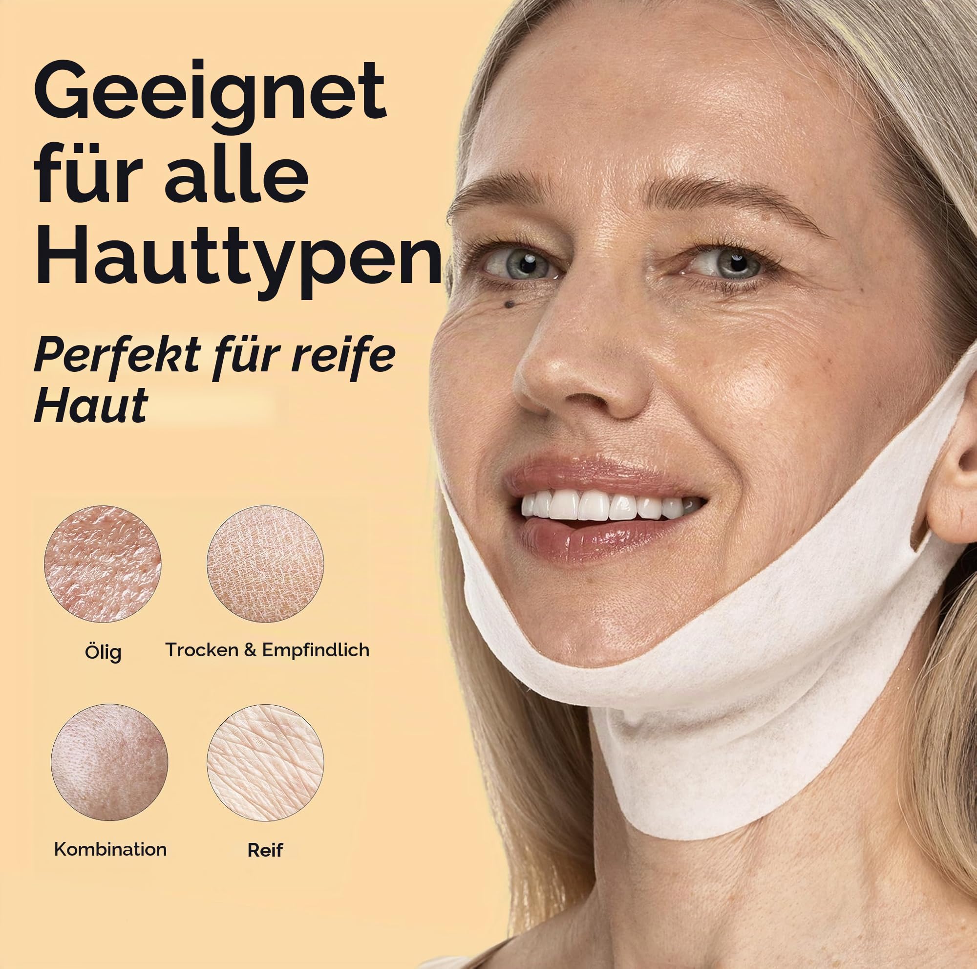 MAREE V Line Lifting Mask with 24K Gold - Deep Collagen Face Mask for Women - Jawline Shaper with Retinol & Hyaluronic Acid - Double Chin & Neck Tightening Mask for Face Lift - 5 PACK