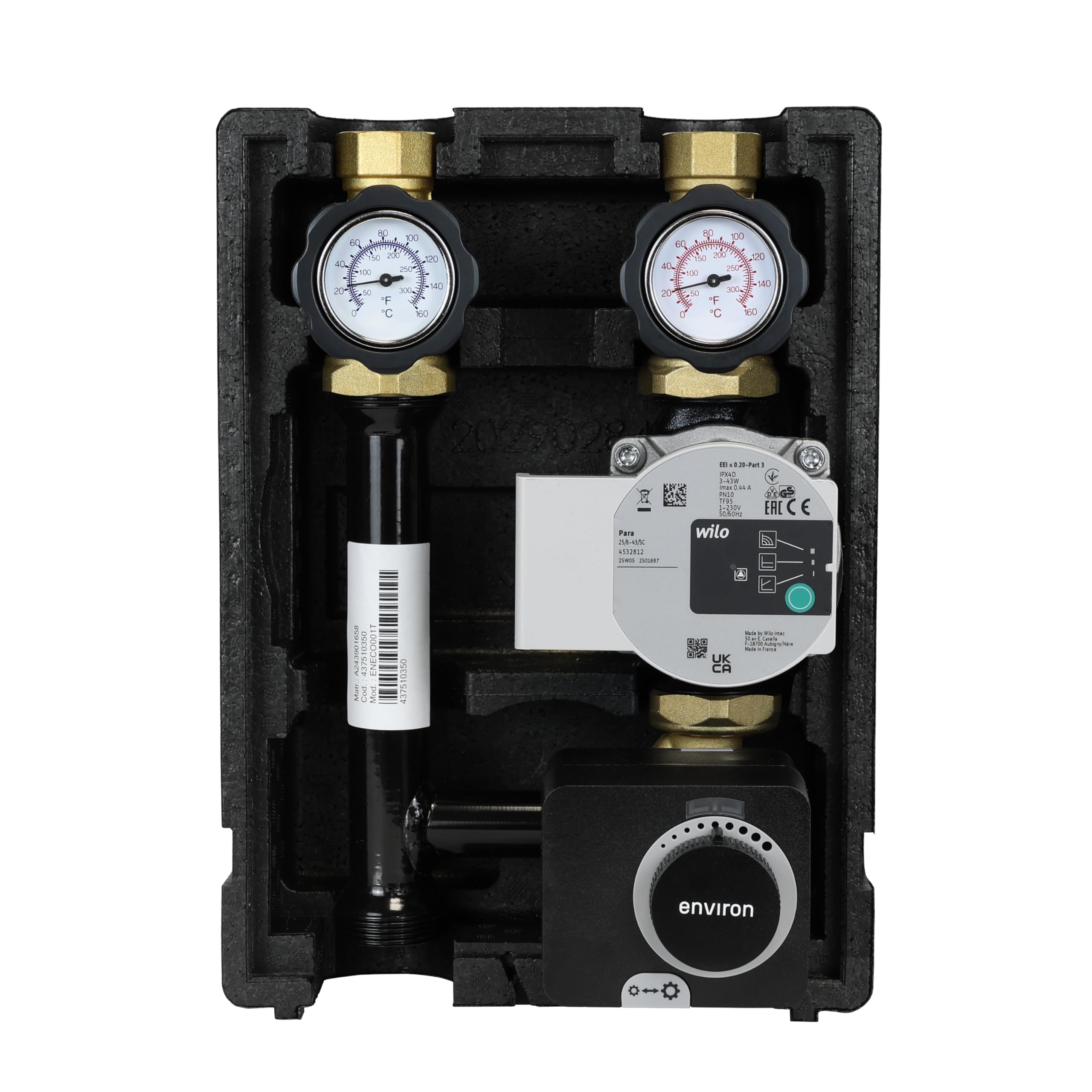 ENVIRON - Gruppo Pompa ENECO001T DN25 | con Miscelatore a Tre Vie, Servomotore 230V e Pompa ad Alta Efficienza | Riscaldamento Riscaldamento a Pavimento Miscelatore per Riscaldamento Pompa di