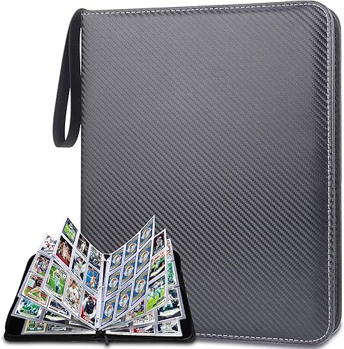 Carpeta de tarjetas coleccionables, 900 bolsillos con cremallera, carpeta de colección de tarjetas de poliuretano con bolsillo de doble cara, álbum