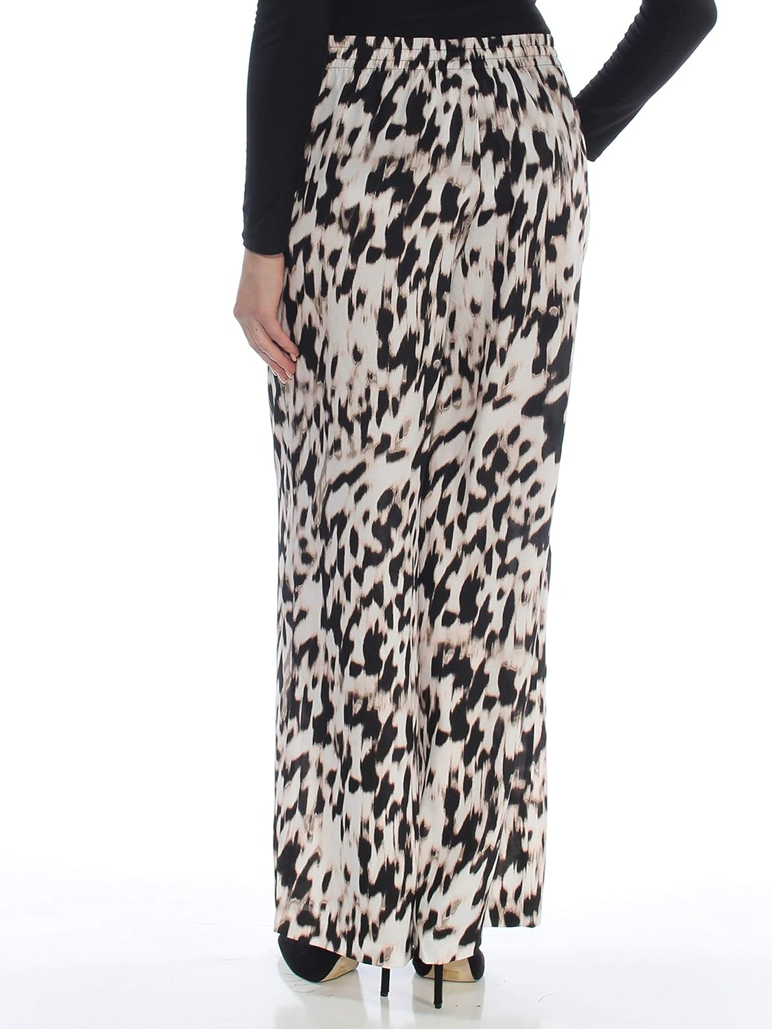 Calvin Klein Womens Leopard Print Casual Wide Leg Pants Multi M