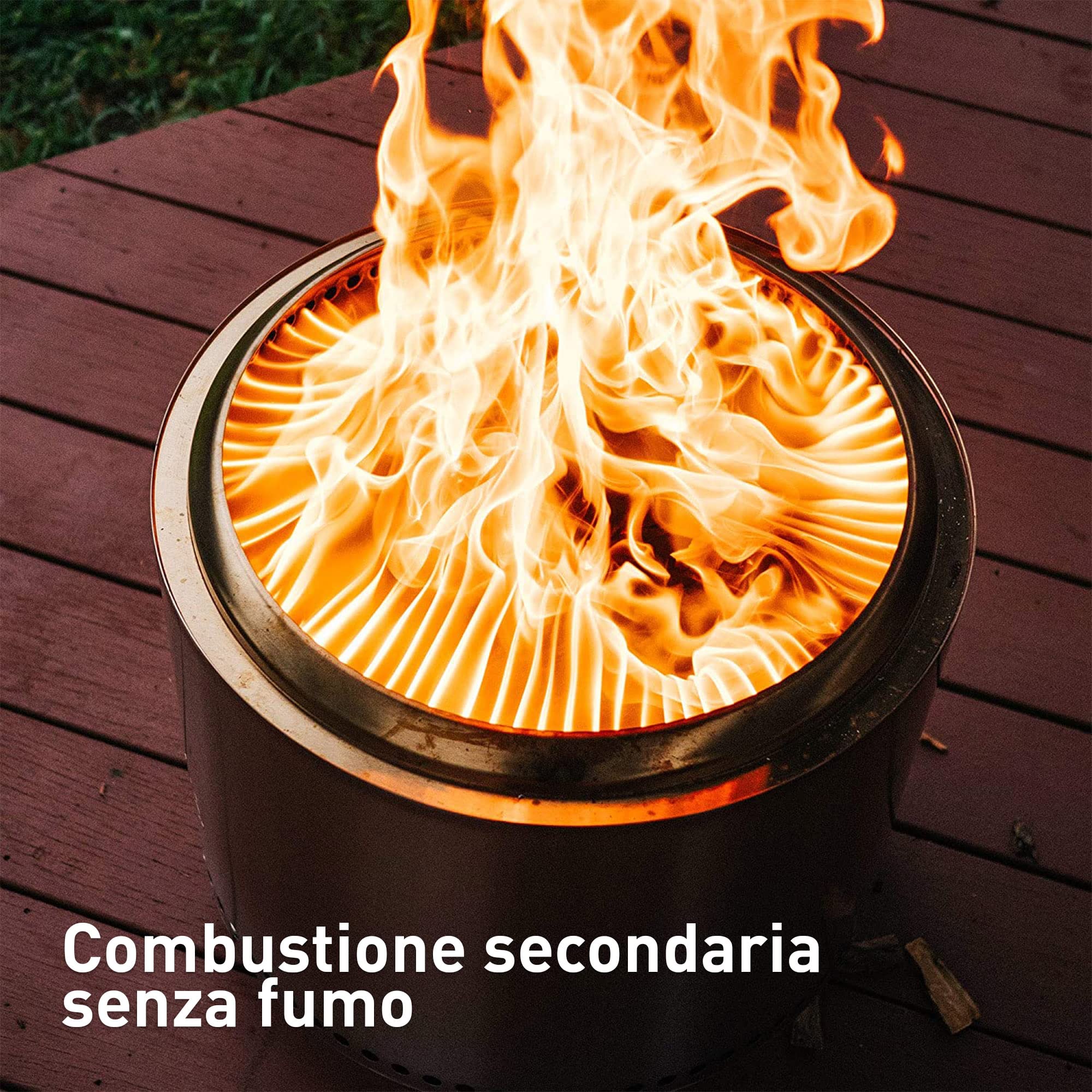 Solo Stove Braciere Senza Fumo Bonfire con Supporto2.0 | con Custodia da Trasporto, Combustione della Legna, Cassetto per la Cenere Rimovibile, Acciaio Inossidabile, 49,5 x 44,5 cm, 9 kg, Argento