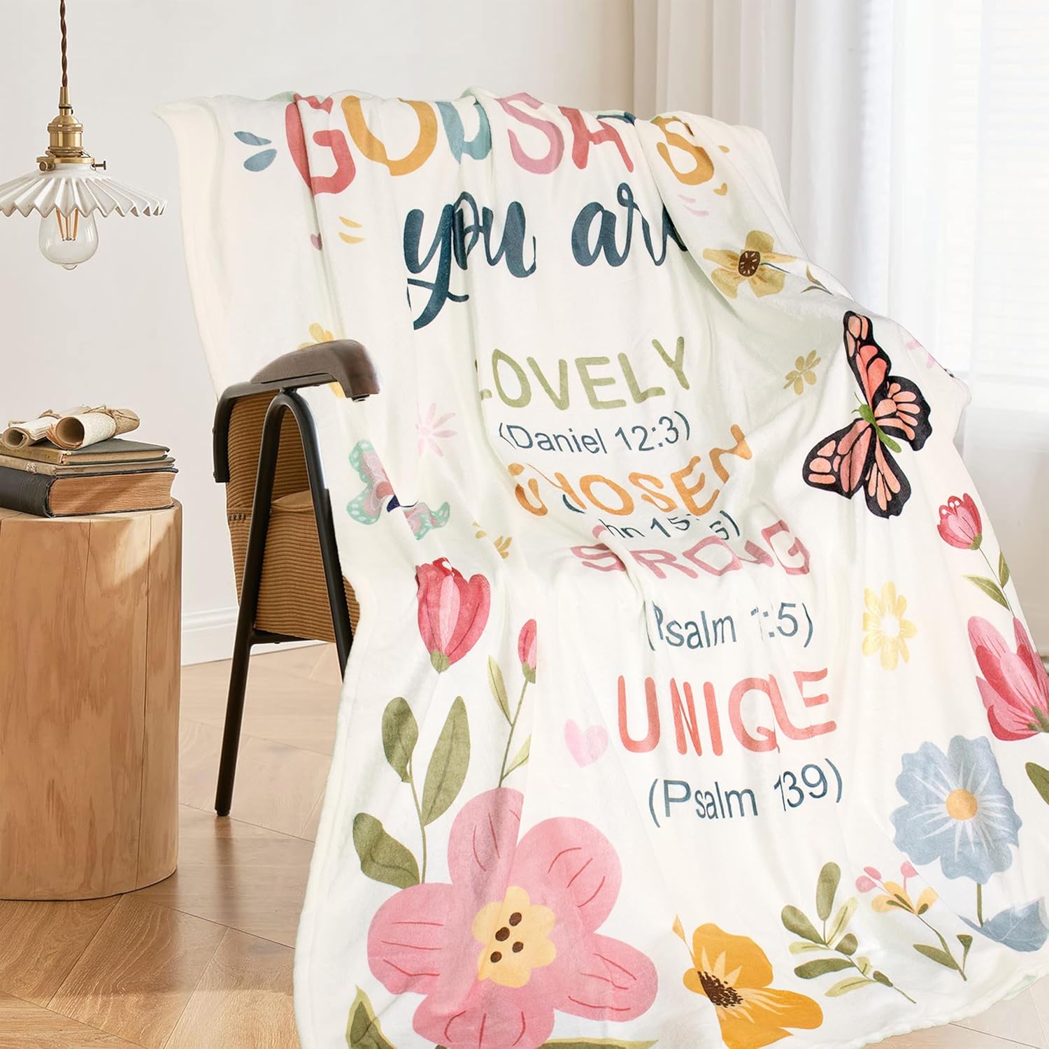 Christian Gifts for Women, Religious Birthday, Inspirational Spiritual Gifts for Women, Christian Blanket with Flowers, Soft Throw Blankets 50'' x 60'' - Image 3