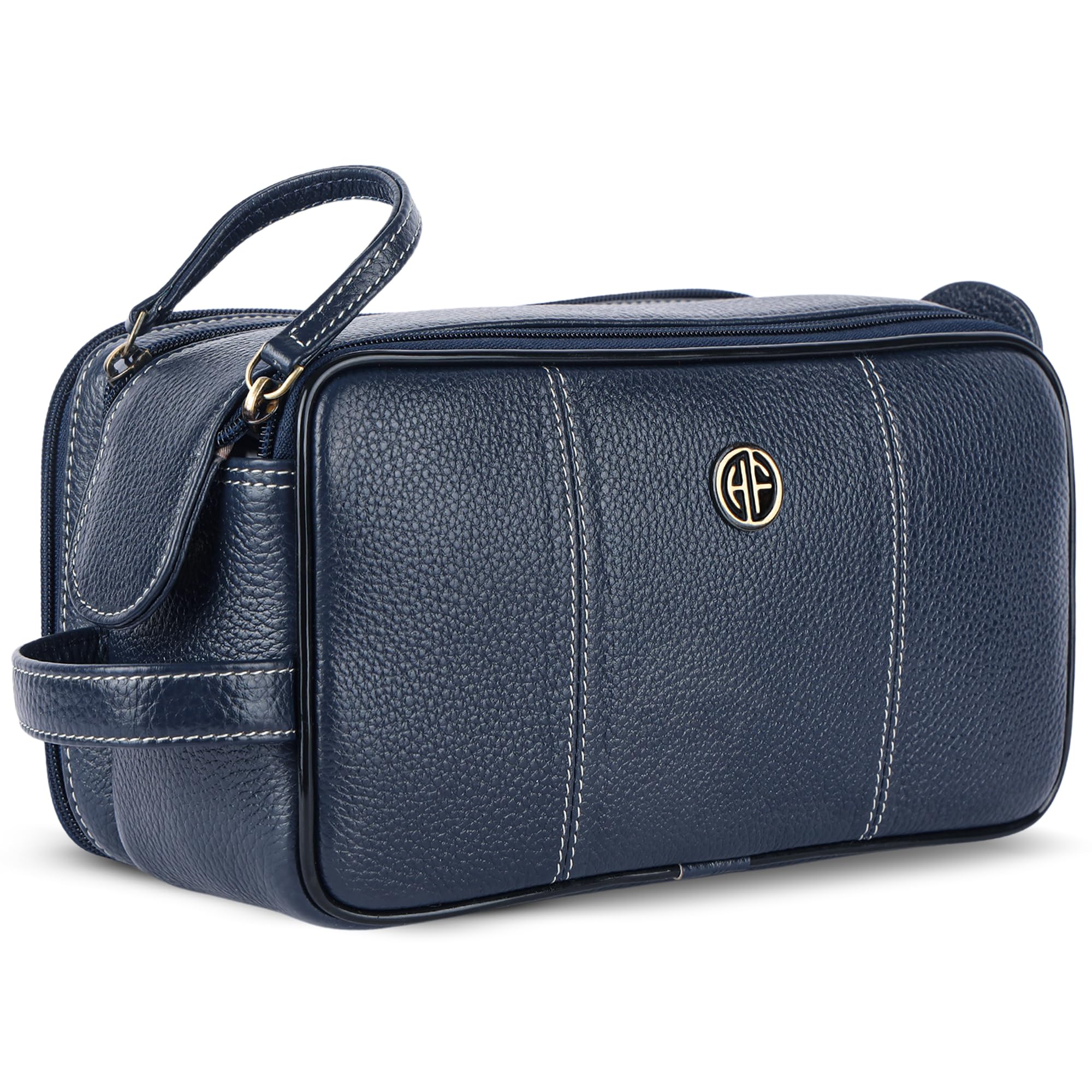 Hammonds Flycatcher Genuine Leather Travel Organizer Pouch - Toiletry Bag for Men and Women Cosmetic Organizer Bag, Shaving Kit Bag for Men Toiletry Pouch for Mens with Multiple Pockets - Blue