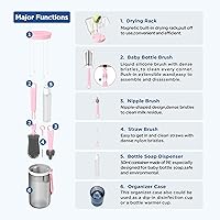 Vista 2 de YOTIME Juego de cepillos para botellas de viaje, kit de limpieza de botellas 6 en 1 con cepillo de silicona para botellas, cepillo limpiador