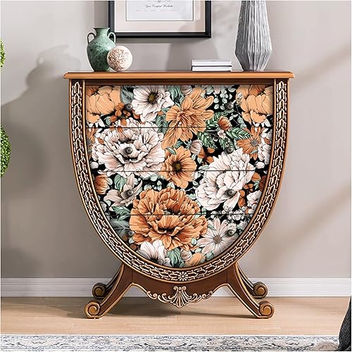 Miniatura 4 de HAOKHOME 93191 - Papel tapiz floral vintage para despegar y pegar removible gran peonía negronaranjarosa mural autoadhesivo 177 x 65 pies