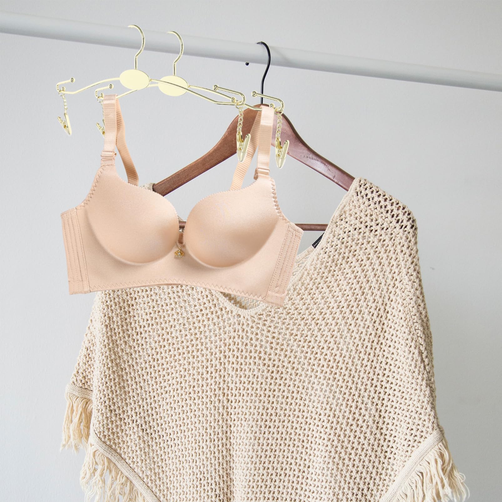 Metallkleiderbügel mit Clips Gold für BHS und Dessous