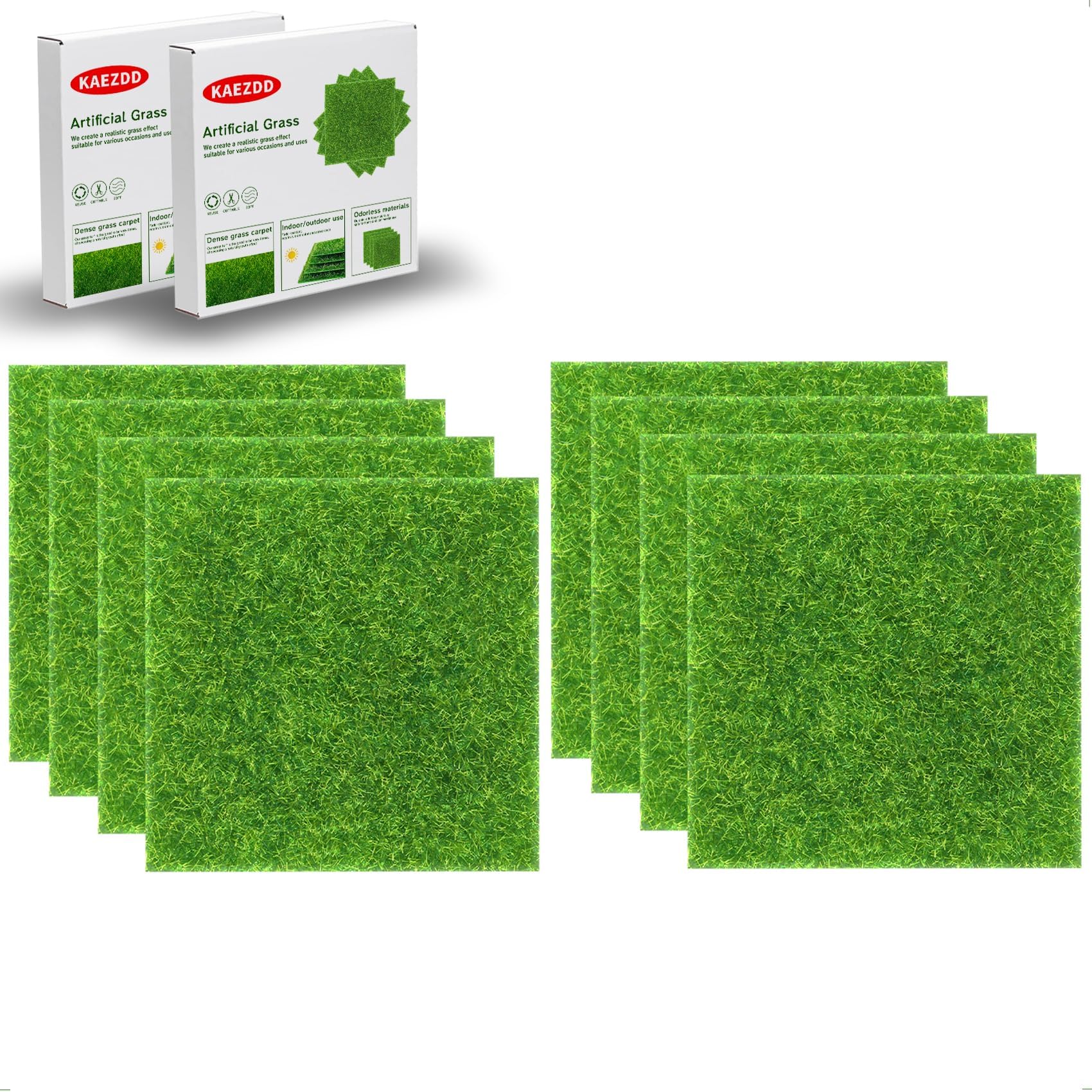 KAEZDD 8 Packs 6 X 6 Inch Fake Grass Decor for Crafts, Artificial Grass for D...