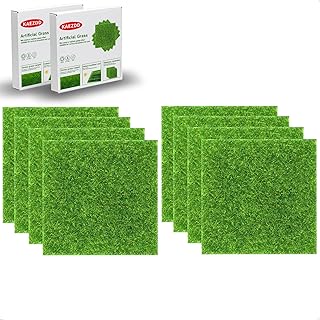 8 Packs 6 X 6 Inch Fake Grass Decor for Crafts, Artificial Grass for Miniature Ornament Projects,...