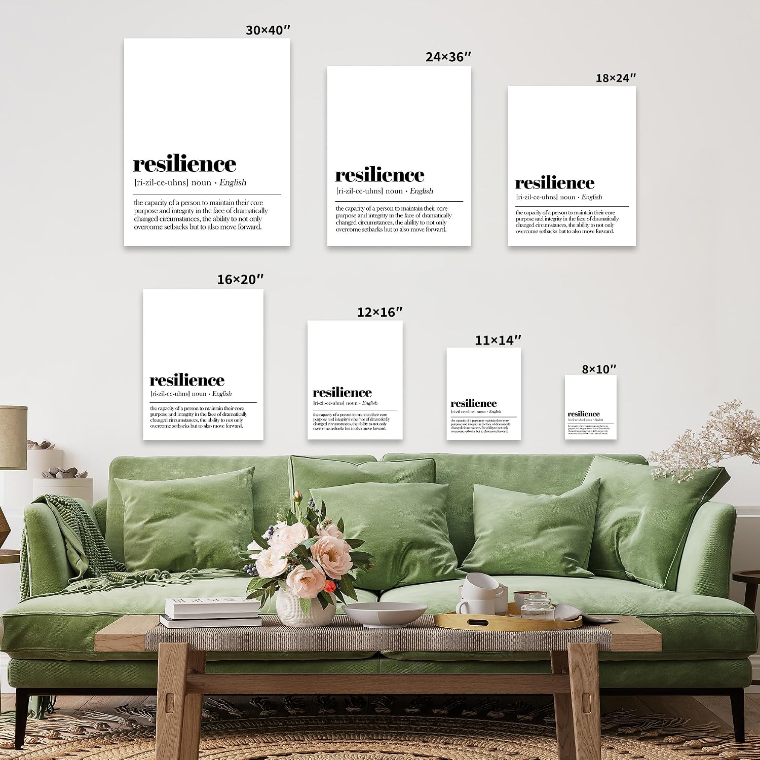 Monem Art Dictionary Art Canvas - Definition of Resilience Print - Typography Art - Minimal Gift for Boss & Colleague - Funny Decor for Office & Workplace - Available in 8x10 to 30x40
