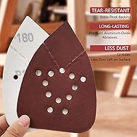 Vista 3 de Lijadora de ratón de grano 180, 50 almohadillas de lijado para lijadoras de palma de ratón, papel de lija de gancho y bucle, almohadillas de lijado