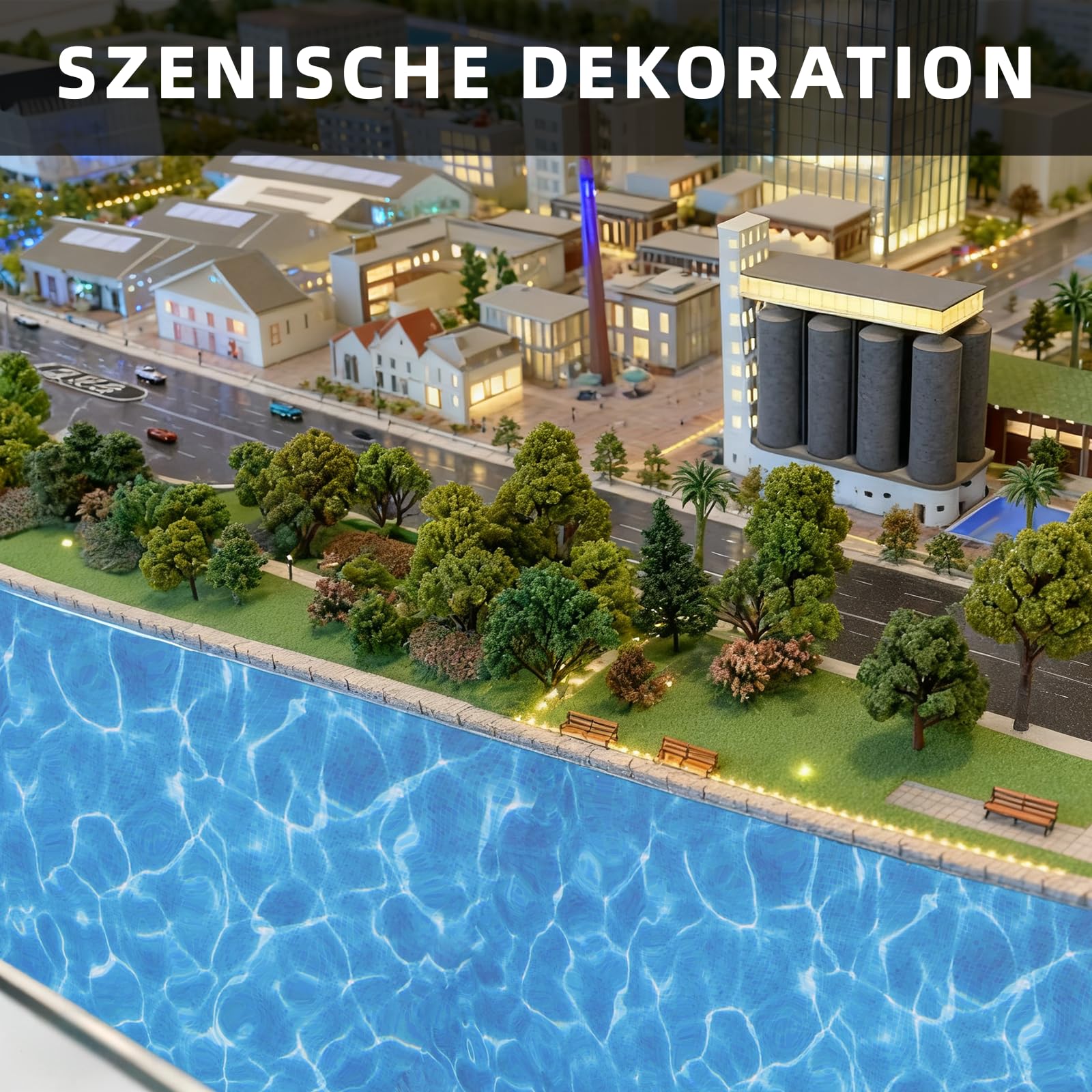 TNSLAND Set di 5 Fogli Adesivi Effetto Acqua – Carta Autoadesiva Blu Pacifico per Modellismo, Diorami, Paesaggi in Miniatura e Decorazioni Creative