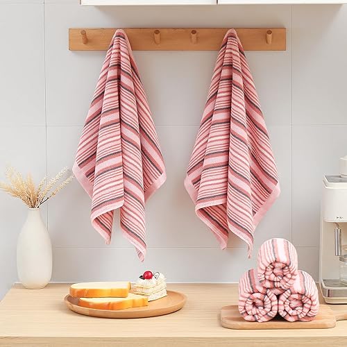 Miniatura 7 de SALAS Toallas de cocina para secar platos, toallas de cocina grandes de algodón, paños de toalla a rayas, juegos de toallas gruesas altamente