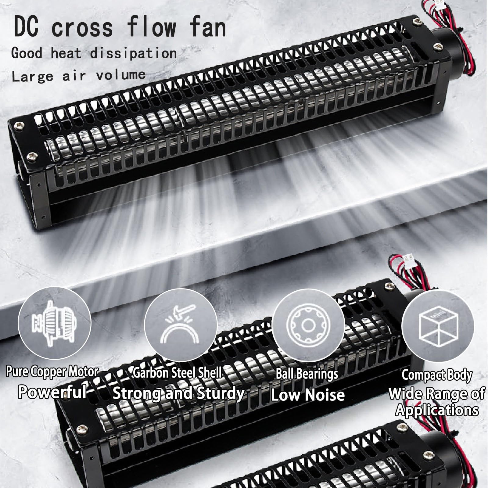 Multifunktionaler Kühllüfter, 12 V/24 V Querstromlüfter - bürstenloser Kupfermotor, breiter, geräuscharmer Luftstrom, zur Gerätekühlung(50420,24V)