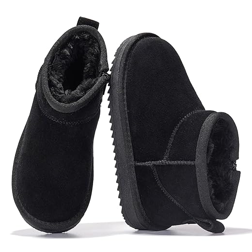 Project Cloud Genuine Leather Girls Boots – Lightweight & Cozy Fur Ankle Boots with Memory Foam – Non Slip Kids Boots for Girls & Boys, Perfect for Fall and Everyday Wear